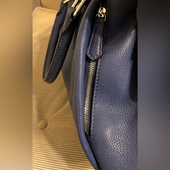 MCM Slate Blue Pebbled Saffiano Leather Satchel - Picture 5 of 17